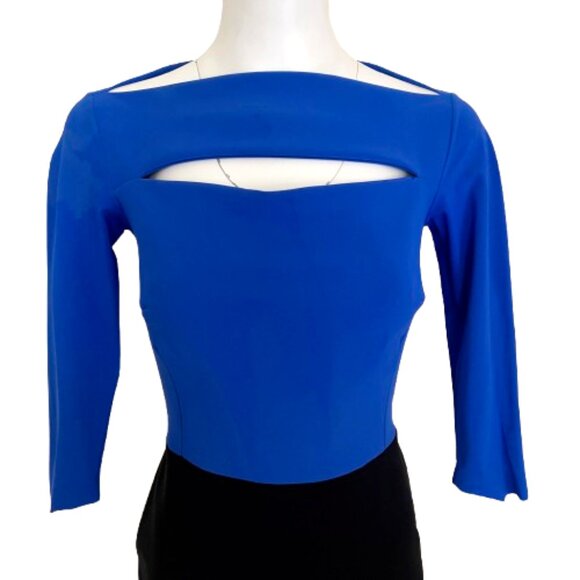 CHIARA BONI KATY CREPE KEYHOLE COLORBLOCK DRESS IT42 - Picture 4 of 9